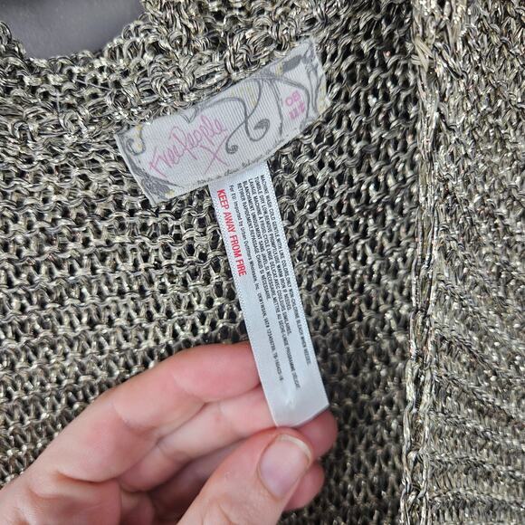 Free People Light My Fire Shimmer Kimono Pewter Fringe OS - Picture 5 of 7